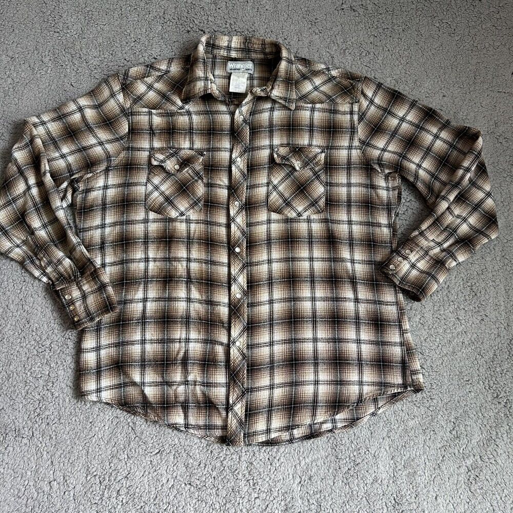 Vintage Wrangler Pearl Snap Shirt Western Men's Large Y2K Cowboy Rancher Work - Picture 1 of 15
